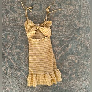 Yellow mini dress- size small but fits like an XS also I’m too tall for it